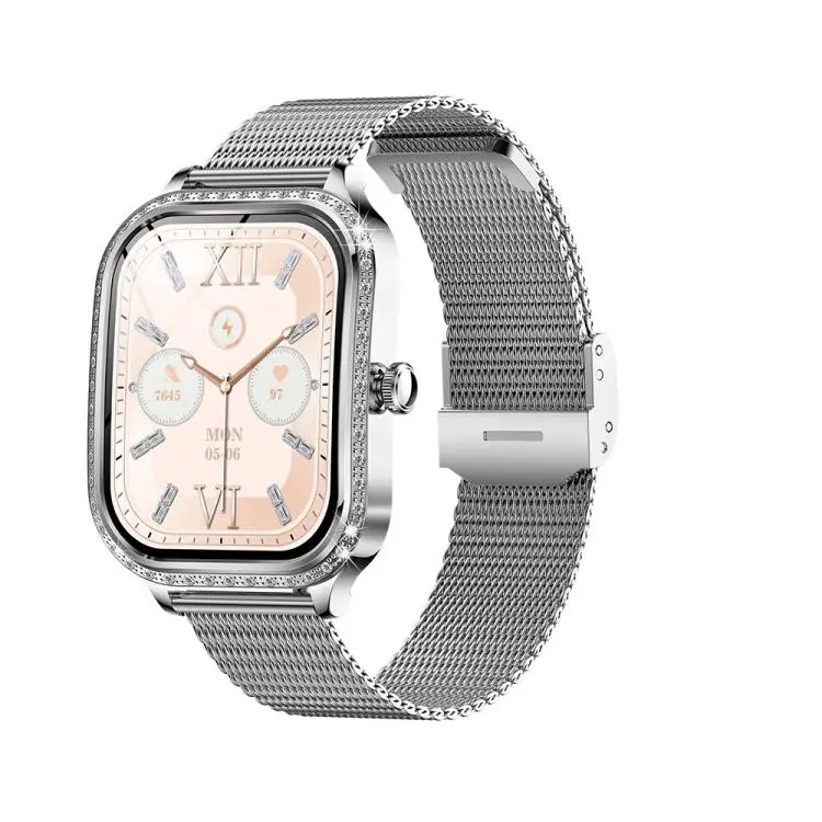 QS01 1.75-inch Smart Watch, Support Heart Rate, Blood Pressure, Blood Oxygen(Silver Steel Strap)