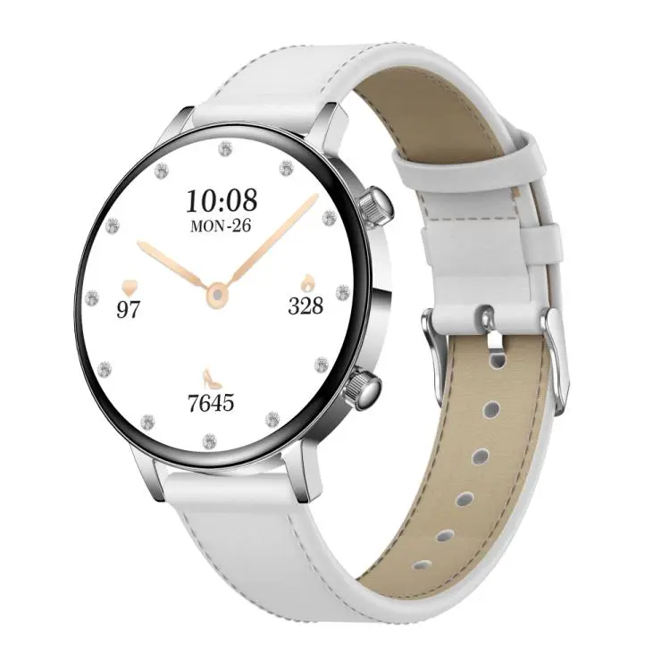 QS03 1.32-inch AMOLED Display Women Smart Watch Supports Health Monitoring(Silver Case Silver Leather Strap)