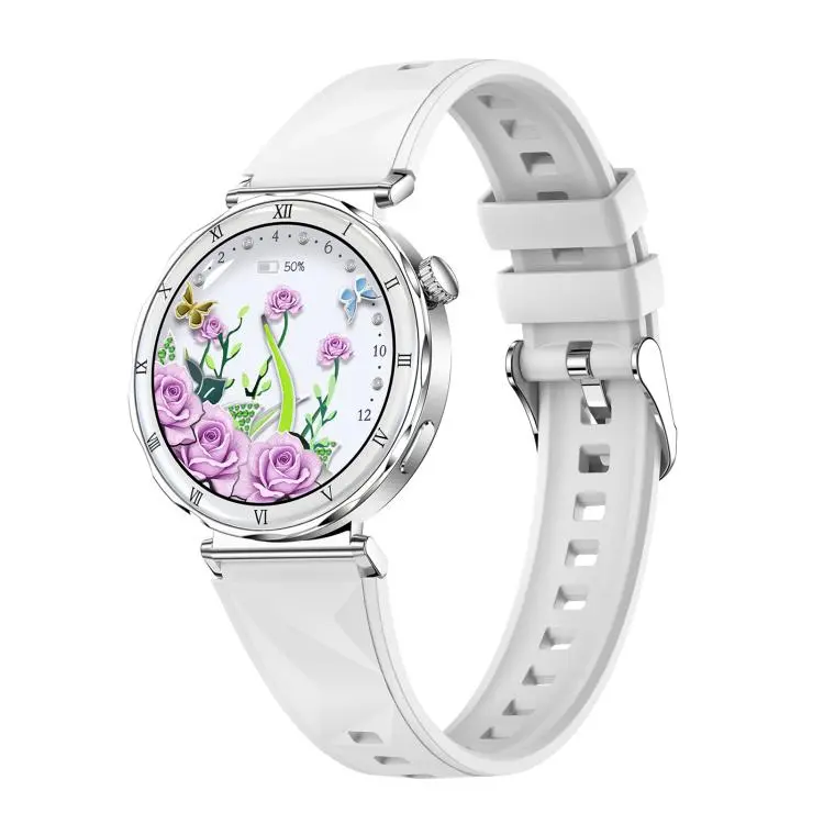 QS22 1.19-inch AMOLED Display Women Smart Sports Watch(Silver Case White Silicone Strap)