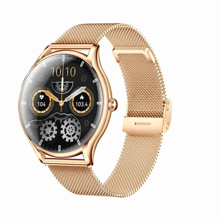 QS36 1.43-inch Smart Watch, Support Heart Rate, Blood Pressure, Blood Oxygen, Female Physiological Cycle(Gold Steel Strap)