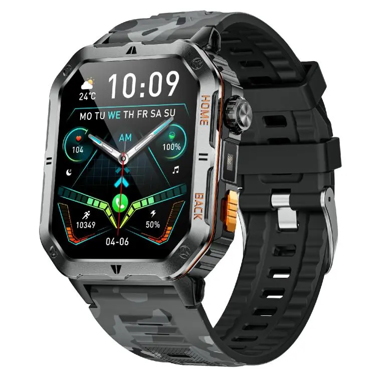 QS39 2.01 inch BT5.3 Sports Smart Watch, Support Voice Call / Sleep / Heart Rate / Blood Oxygen / Blood Pressure Health Monitor(Camouflage)