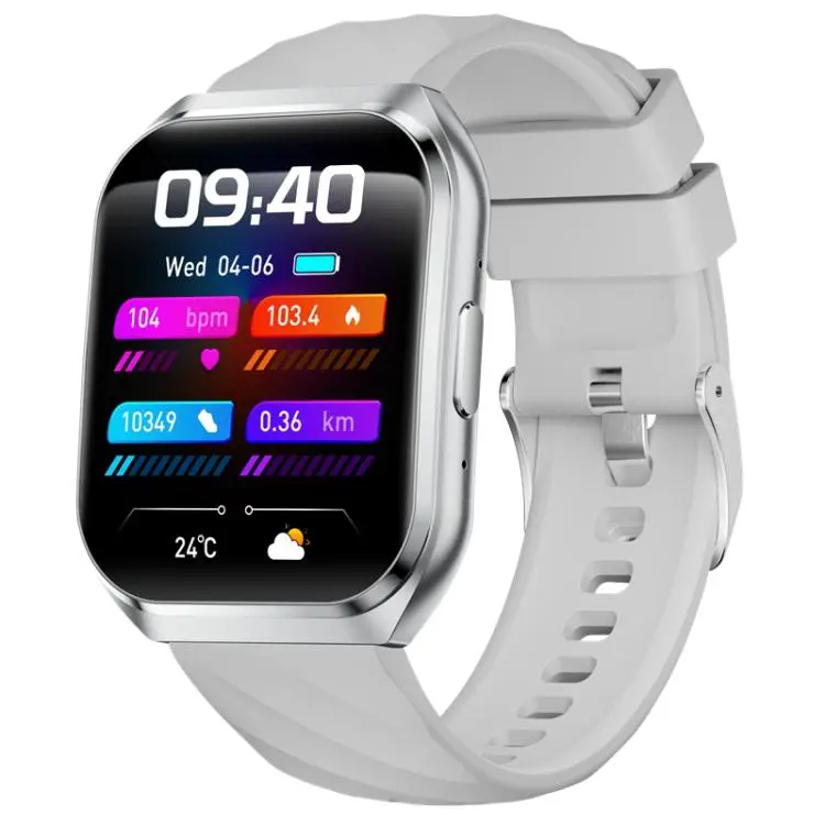 QS66 1.83-inch Smart Watch, Support BT Call, Heart Rate, Blood Oxygen(Silver Silicone Band)