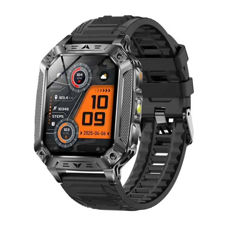 QS86 2.01-inch Smart Watch, Support BT Call, Heart Rate, Blood Oxygen(Space Gray Black Silicone Band)