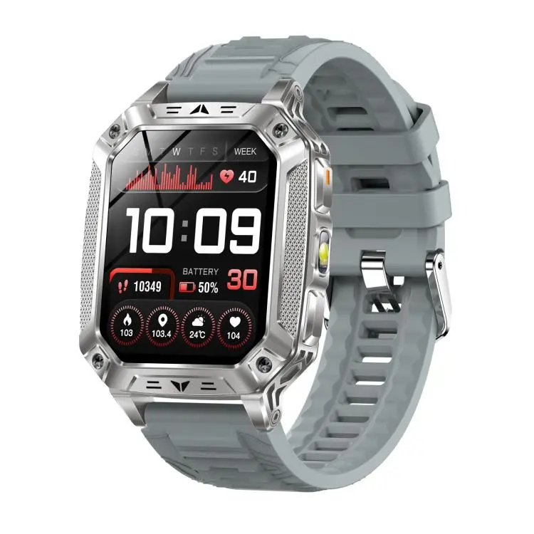 QS86 2.01-inch Smart Watch, Support BT Call, Heart Rate, Blood Oxygen(Steel Grey Silicone Band)