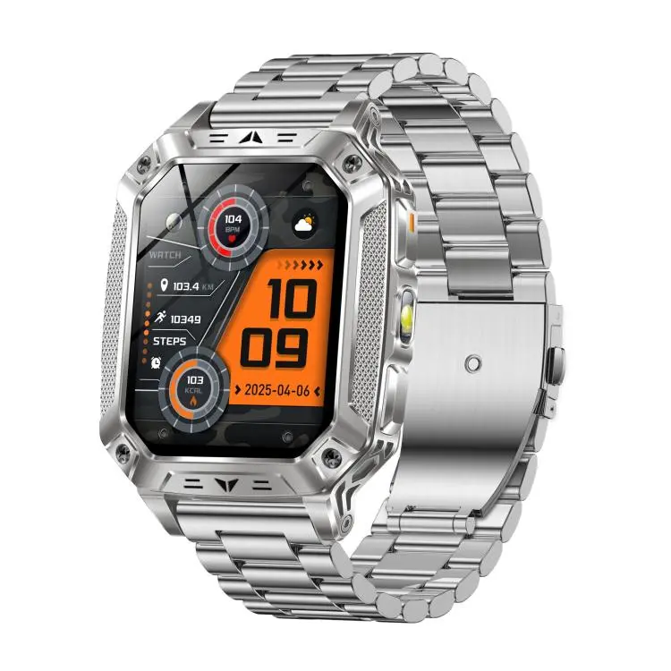 QS86 2.01-inch Smart Watch, Support BT Call, Heart Rate, Blood Oxygen(Steel Silver Steel Strap)