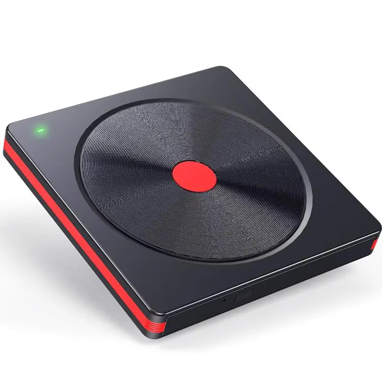 Red Dot Red Border CD Burner External Optical Drive for Laptops(Black)