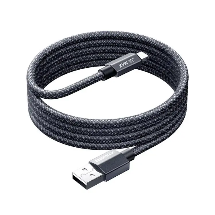 REMAX CB01 3A USB to 8 Pin Aluminum Alloy Braided Fast Charging Data Cable with LED Light, Length