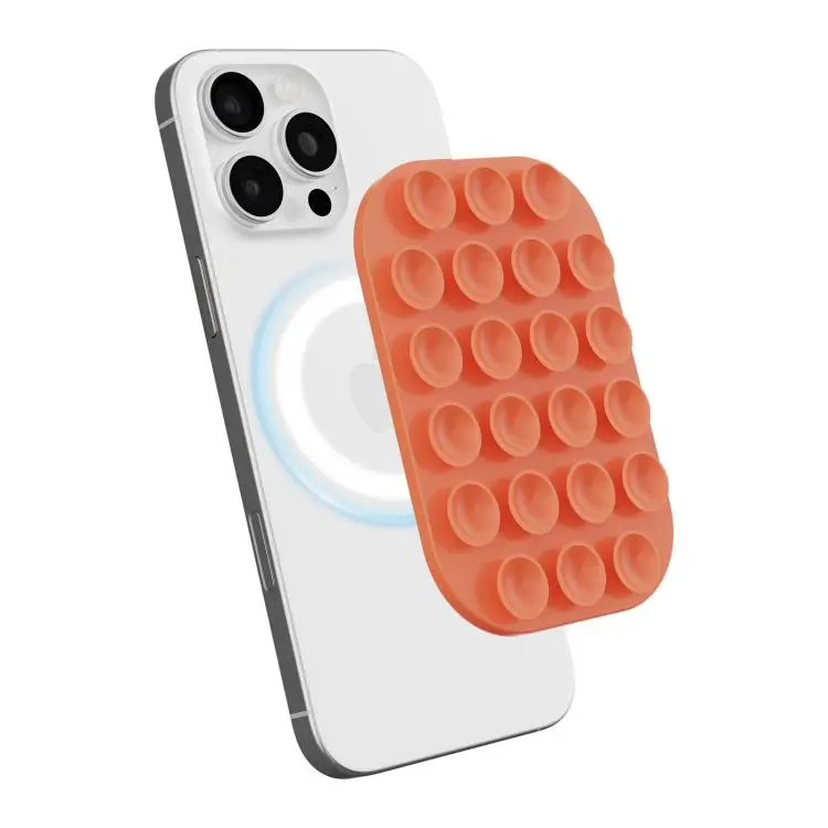 Reusable Silicone Magnetic Phone Holder(Orange)