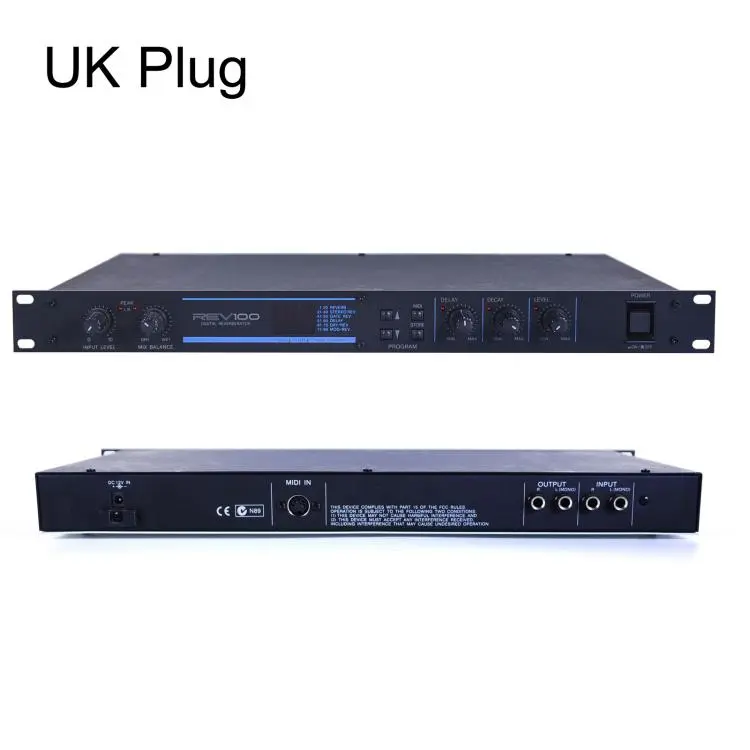 REV100 Professional Digital Reverb Effects Processor Stereo Delay Reverberator For Stage & Studio UK Plug