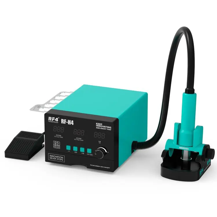 RF4 RF-H4 1200W 4 Memory Channels Hot Air Gun Digital Display Intelligent BGA Rework Station with Cold Air Pedal(US Plug)