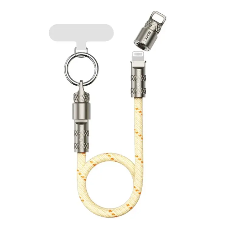 ROCK R15 Type-C to 8 Pin 27W Phone Lanyard Fast Charging Zinc Alloy Data Cable, Length