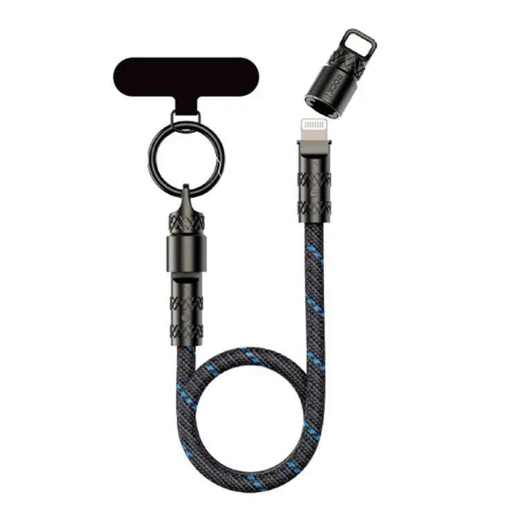 ROCK R15 Type-C to 8 Pin 27W Phone Lanyard Fast Charging Zinc Alloy Data Cable, Length