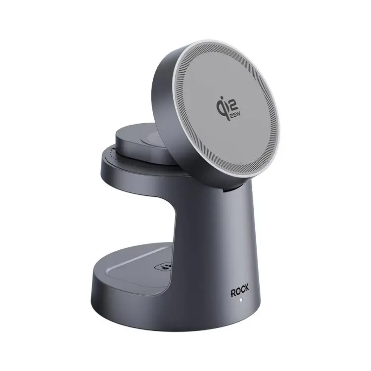 ROCK W56 3-in-1 Magnetic Wireless Charger with Qi2.2 25W(Dark Grey)