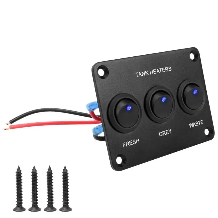 RV Peephole Button Switch Panel LED Light Water Tank Heater Control Switch, Specification