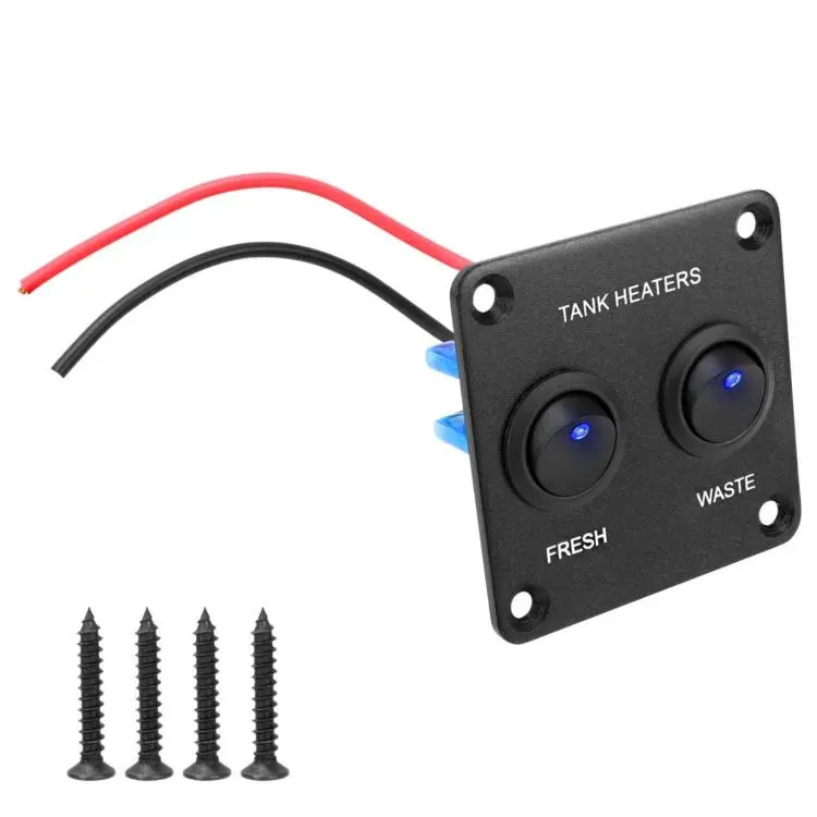 RV Peephole Button Switch Panel LED Light Water Tank Heater Control Switch, Specification