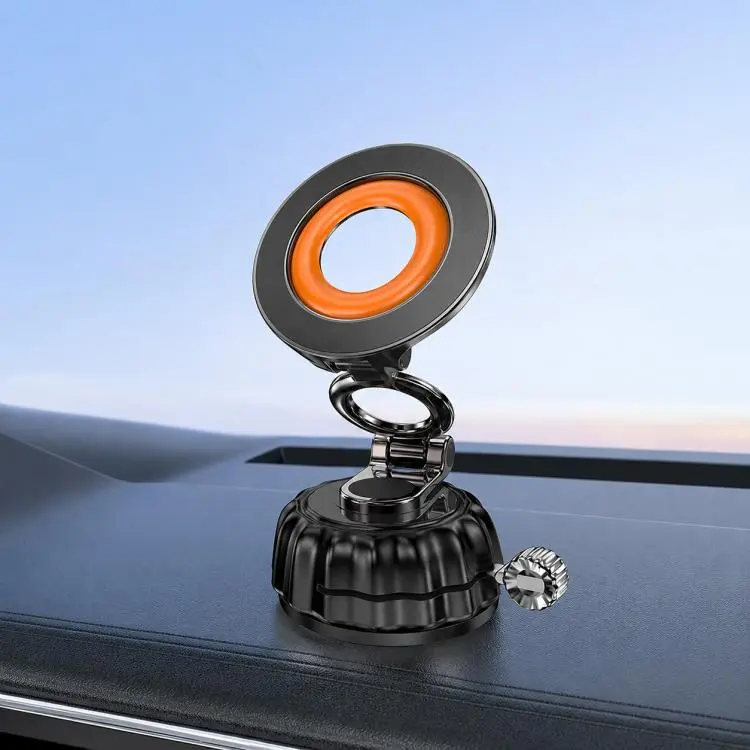 S21 Vacuum Suction Cup Magnetic Car Phone Holder Universal Car Navigation Mount(Orange)