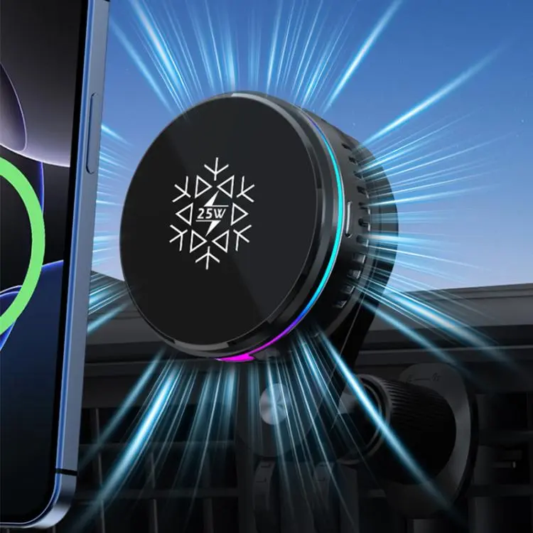 S35 Magnetic Cooling 25W Wireless Fast Charger Car Air Outlet Holder(Black)