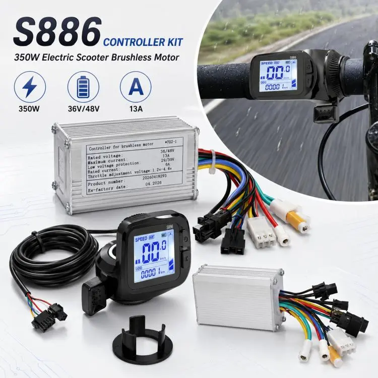 S886 350W Electric Scooter Brushless Motor Controller and LCD Display Throttle Kit 36V/48V 13A