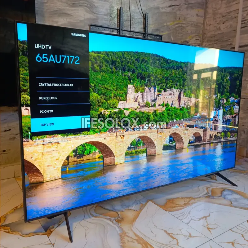 SAMSUNG 65 Inch UE65AU7100 Series 2021 Crystal UHD Smart 4K Frameless Apple TV with Bluetooth, Miracast, AirPlay 2 - UK Used