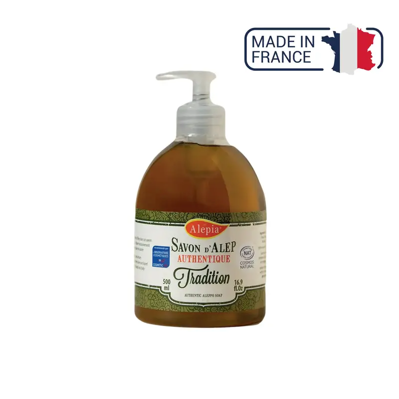 Savon liquide d'Alep Authentique Tradition 1% de Laurier - 500 mL - Alépia