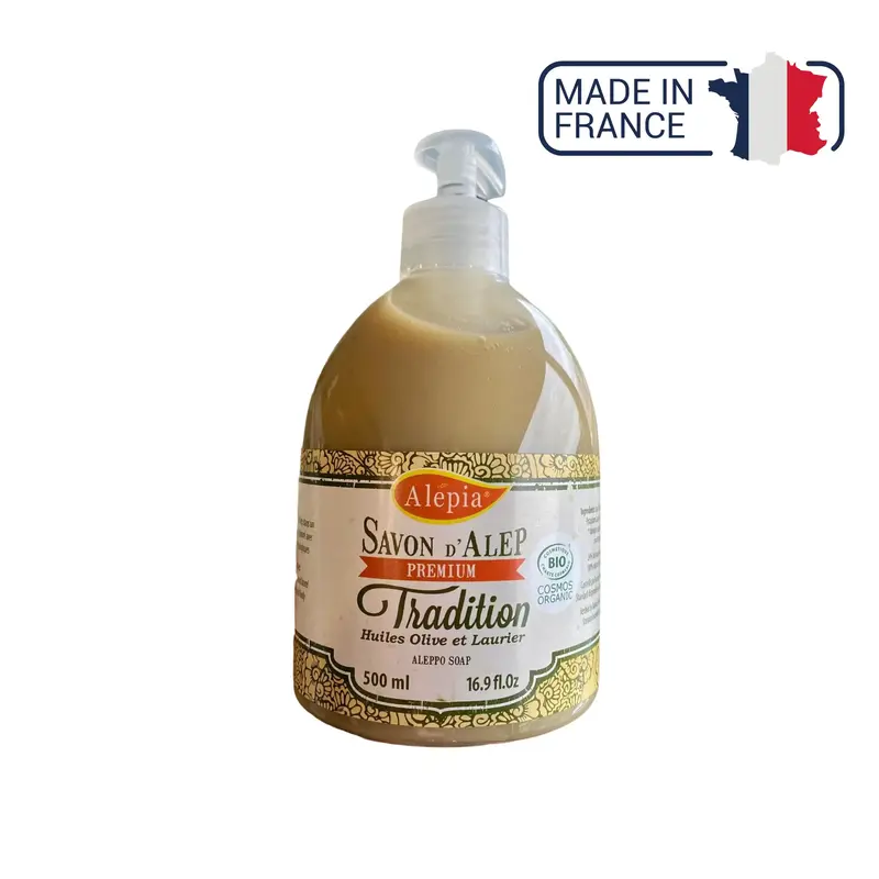 Savon Liquide d'Alep Premium Tradition 1% de Laurier - 500 ml - Alépia