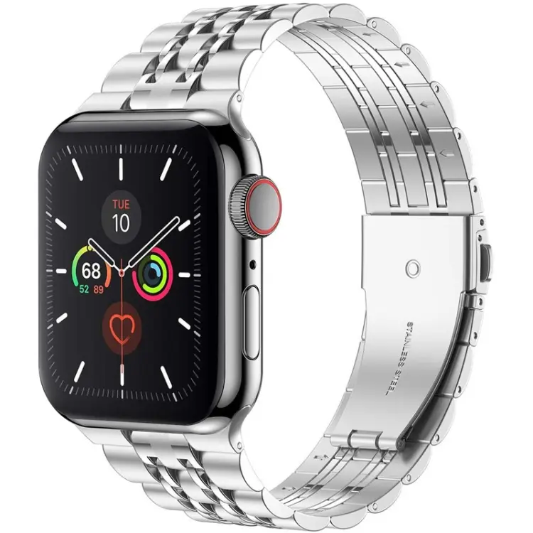 Seven-bead Ultra-thin Stainless Steel Watch Band For Apple Watch Ultra 49mm&Watch Ultra 2 49mm / Series 9&8&7 45mm / SE 3&SE 2&6&SE&5&4 44mm / 3&2&1 42mm(Sliver)