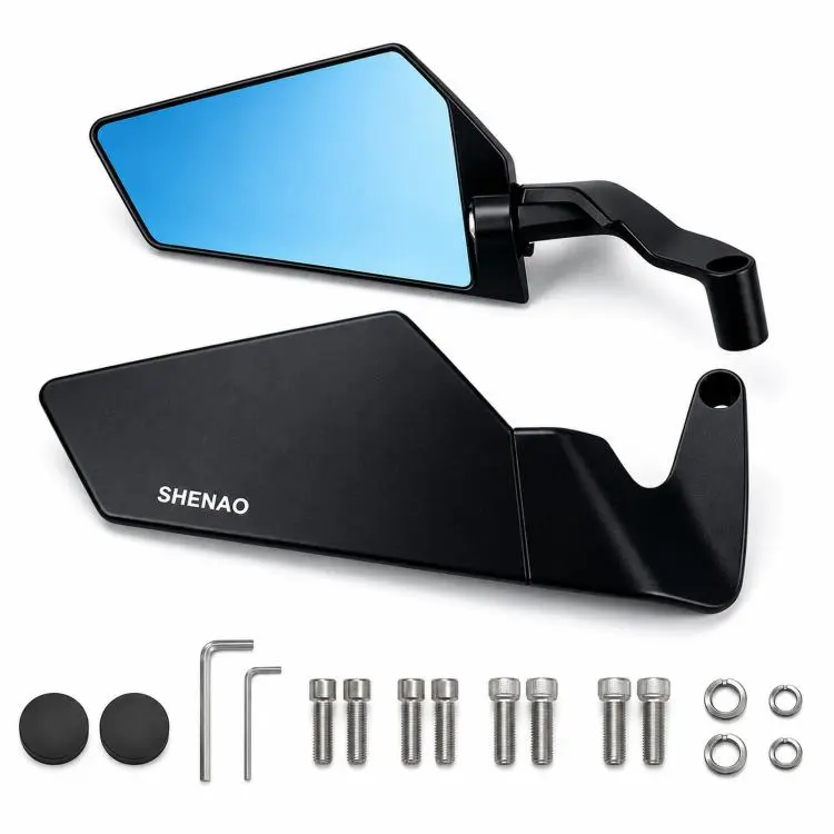 SHENAO Flip-Up Rearview Mirror Motorcycle Modification Aluminum Alloy Rearview Mirror, Color