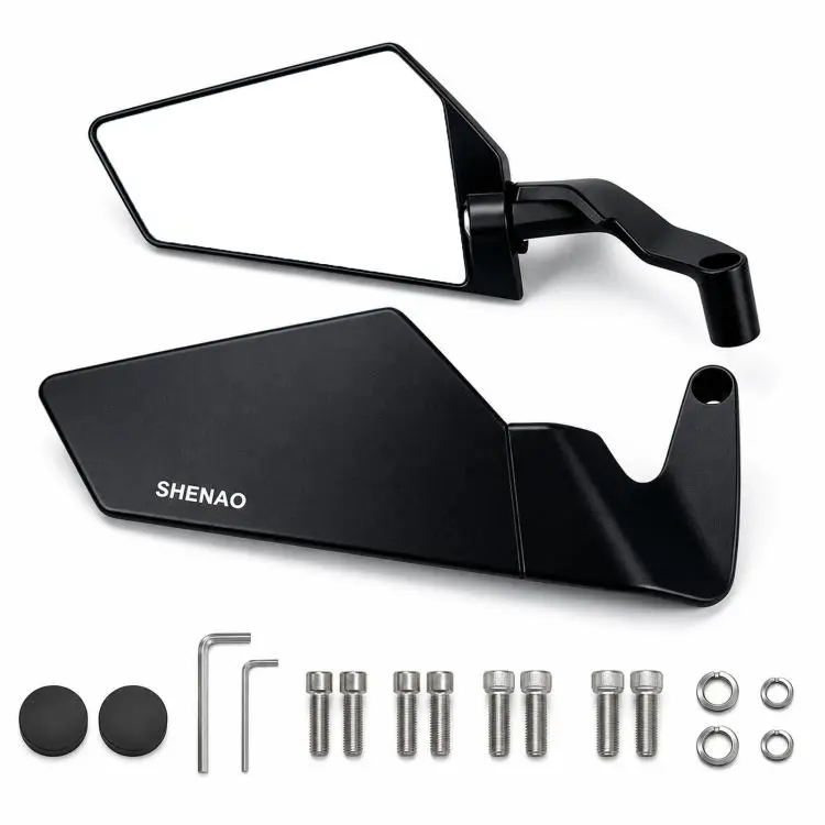 SHENAO Flip-Up Rearview Mirror Motorcycle Modification Aluminum Alloy Rearview Mirror, Color