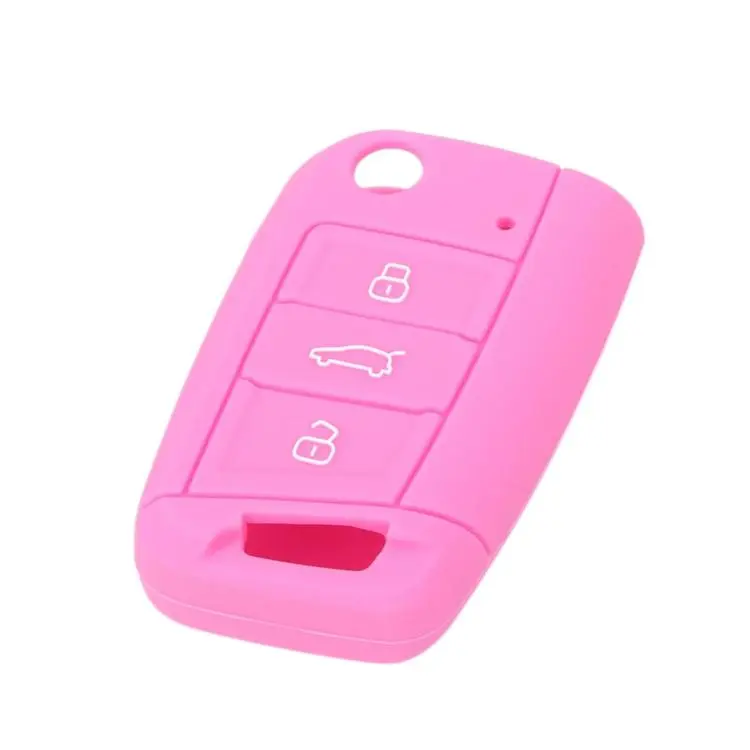 Silicone Key Cover For Volkswagen Golf 7 / Teramont X / Bora / Lavida Plus / T-Cross / Sagitar(Pink)