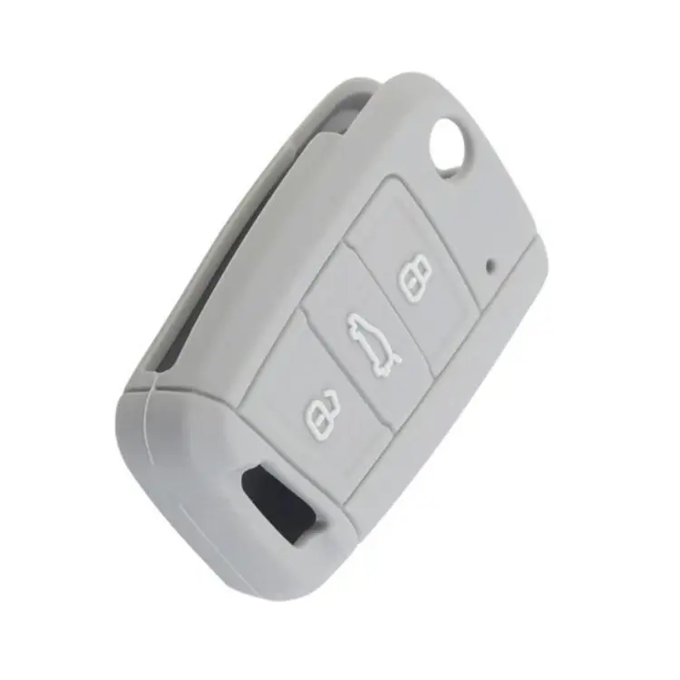 Silicone Key Cover For Volkswagen Golf 7 / Teramont X / Bora / Lavida Plus / T-Cross / Sagitar(White Gray)