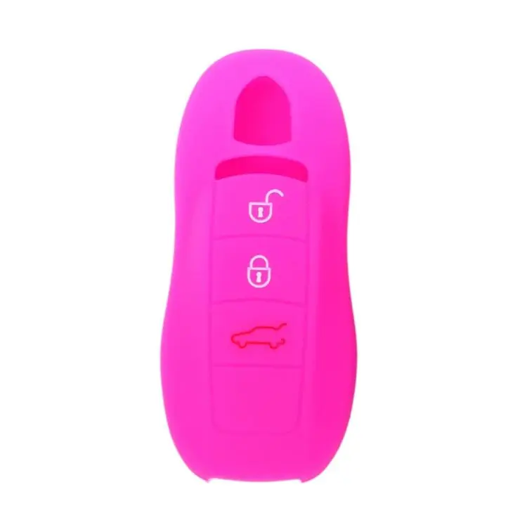 Silicone Key Fob Cover For Porsche Panamera / Macan / Cayenne(Rose Red)