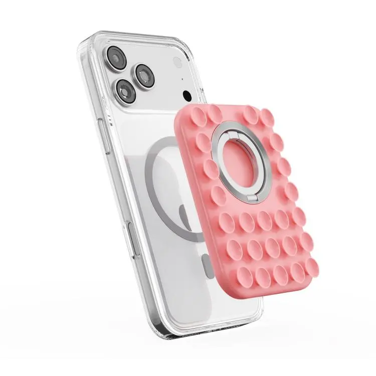 Silicone Magnetic 2 in 1 Phone Stand with Suction Cup(Pink)