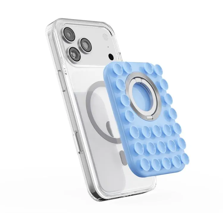 Silicone Magnetic 2 in 1 Phone Stand with Suction Cup(Sky Blue)