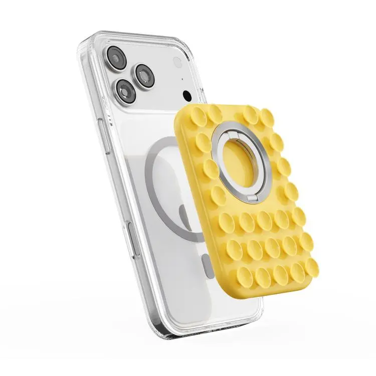 Silicone Magnetic 2 in 1 Phone Stand with Suction Cup(Yellow)