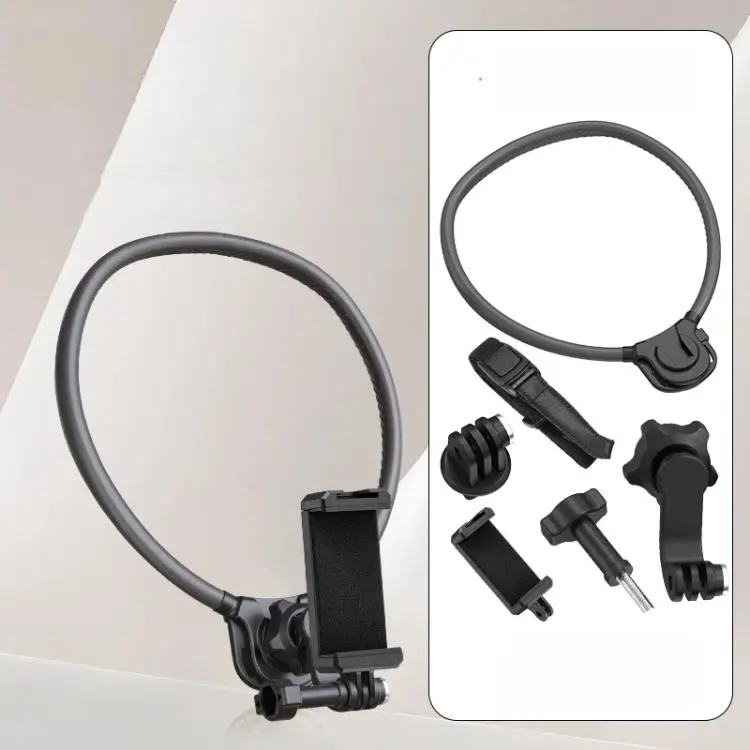 Silicone Neck Mount Holder for Action Camera Flexible POV 360-degree Rotatable Collar Mount Full Kit
