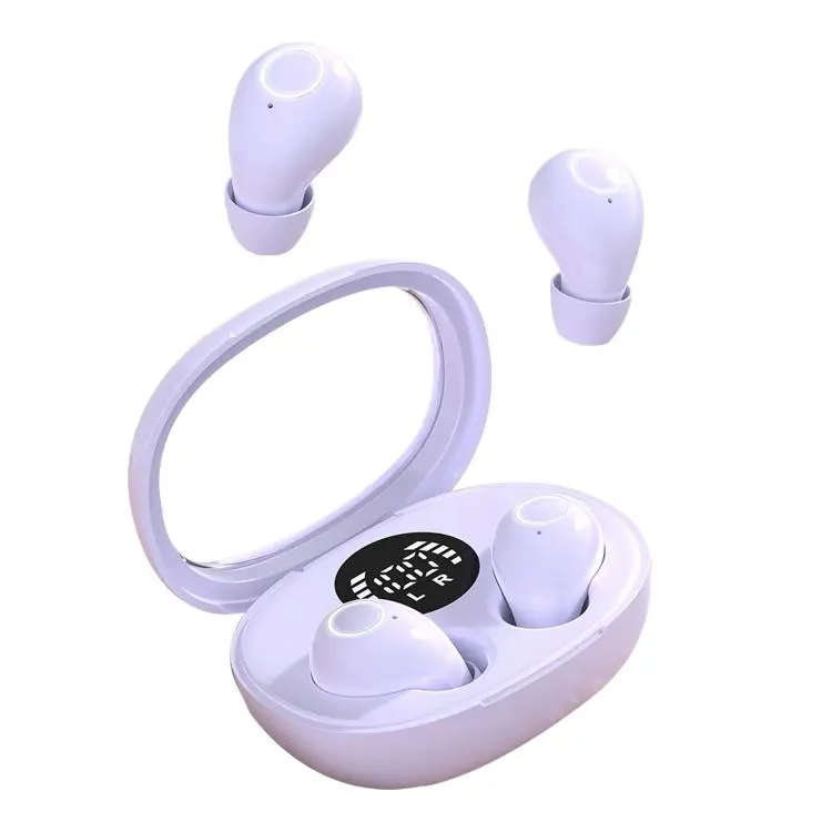 SK32 Digital Display Sleep Noise Reduction Ultra-Mini In-Ear Bluetooth Earphones(Purple)