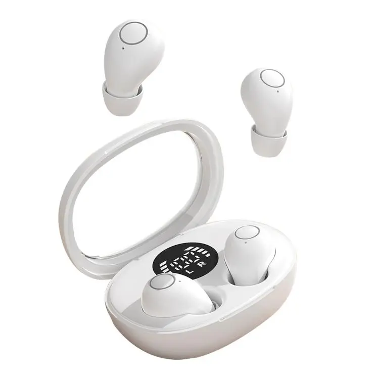 SK32 Digital Display Sleep Noise Reduction Ultra-Mini In-Ear Bluetooth Earphones(White)