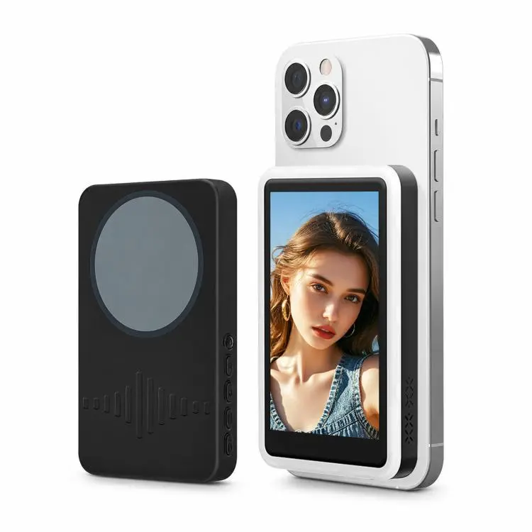Smartphone Rear Wireless Screen Mirroring Device With Fill Light Outdoor Bluetooth Magnetic Selfie Display(Black)