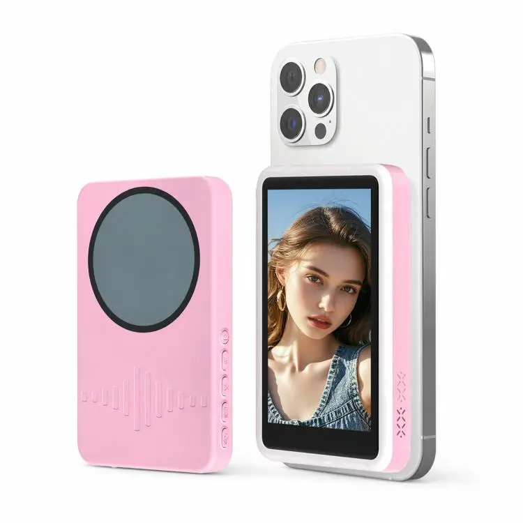 Smartphone Rear Wireless Screen Mirroring Device With Fill Light Outdoor Bluetooth Magnetic Selfie Display(Pink)