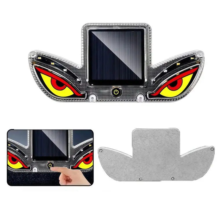 Solar Powered Eagle Eye Strobe Warning Light Wireless RGB Anti-Collision Emergency Flasher Lamp Adhesive Red & Yellow