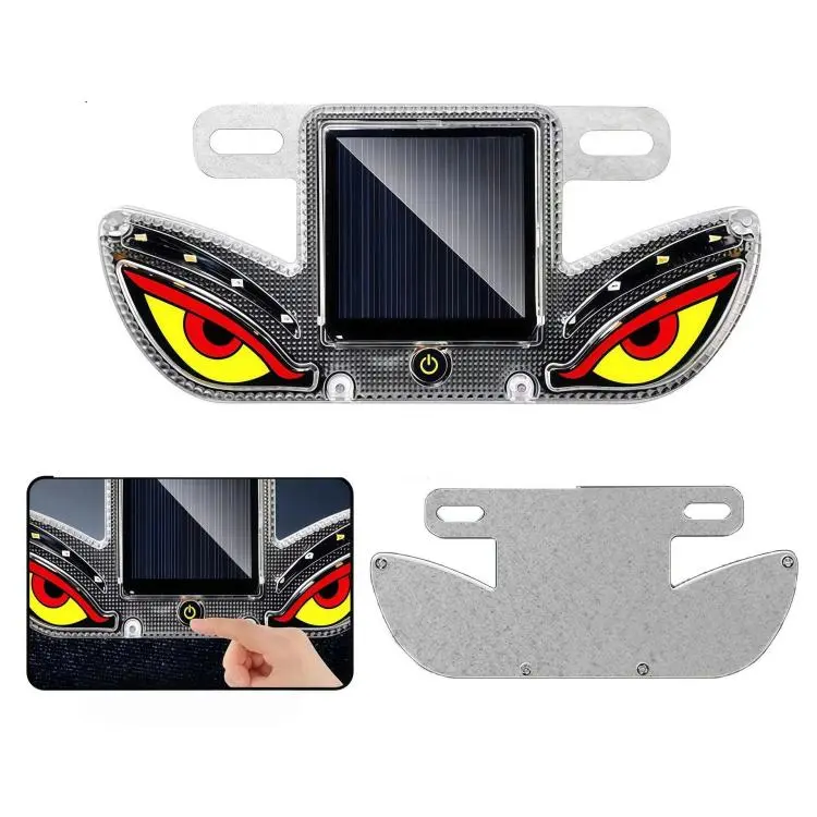 Solar Powered Eagle Eye Strobe Warning Light Wireless RGB Anti-Collision Emergency Flasher Lamp Screw Bracket Red & Yellow