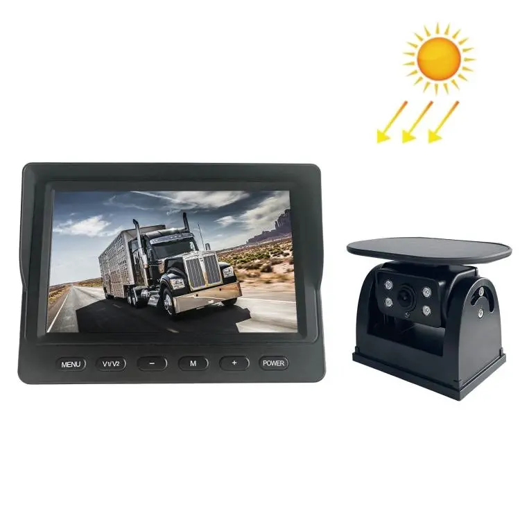 Solar Wireless Backup Camera System With 5 Inch IPS Monitor BSD Blind Spot Warning, Size