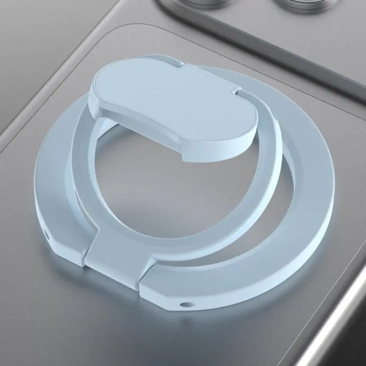 Solid Color Folding Double-sided Magnetic Ring Phone Holder(Light Blue)