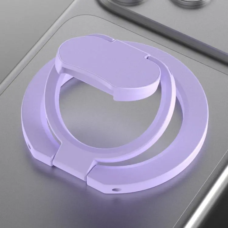 Solid Color Folding Double-sided Magnetic Ring Phone Holder(Light Purple)