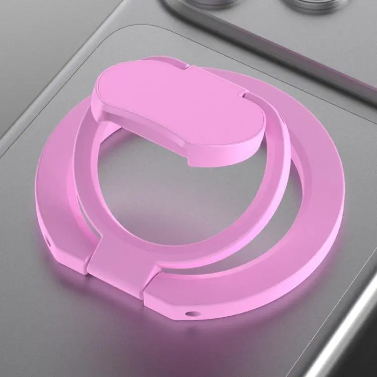 Solid Color Folding Double-sided Magnetic Ring Phone Holder(Pink)