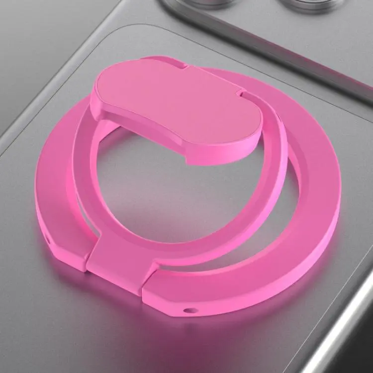 Solid Color Folding Double-sided Magnetic Ring Phone Holder(Rose Red)