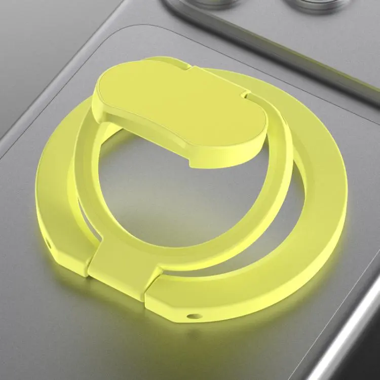 Solid Color Folding Double-sided Magnetic Ring Phone Holder(Yellow)