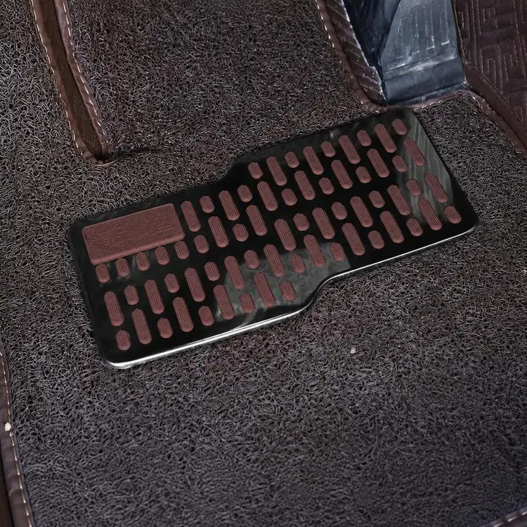 Stainless Steel Car Floor Mat Heel Plate Pad Anti-Slip Driver Side Heel Protector Repair Kit(Brown)