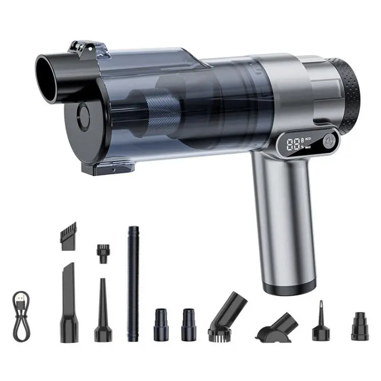 SUITU ST-153A Plus Handheld Blow Suction Combo Car Vacuum Cleaner with Inflation Function(Silver Black)