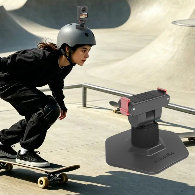 Sunnylife Magnetic Flexible Adhesive Helmet Mount Base Quick-Release Action Camera Holder For DJI Osmo 360 / Action 5 Pro / 4 / 3 / 2 (Black)
